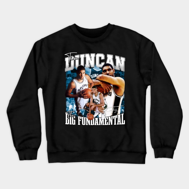 Tim Duncan The Big Fundamental Basketball Signature Vintage Retro 80s 90s Bootleg Rap Style Crewneck Sweatshirt by CarDE